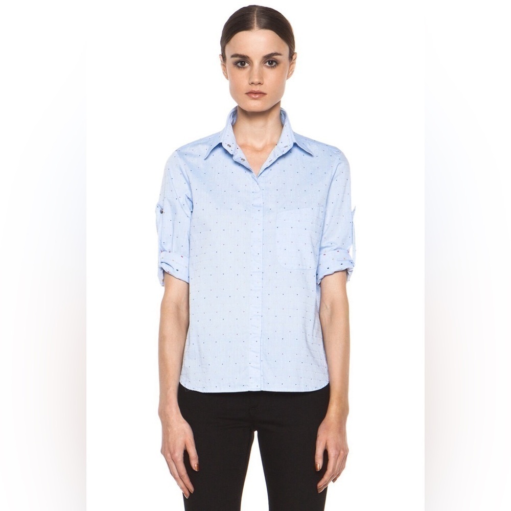 RAG & BONE Boyd Cotton Shirt in Blue Multi, Size M